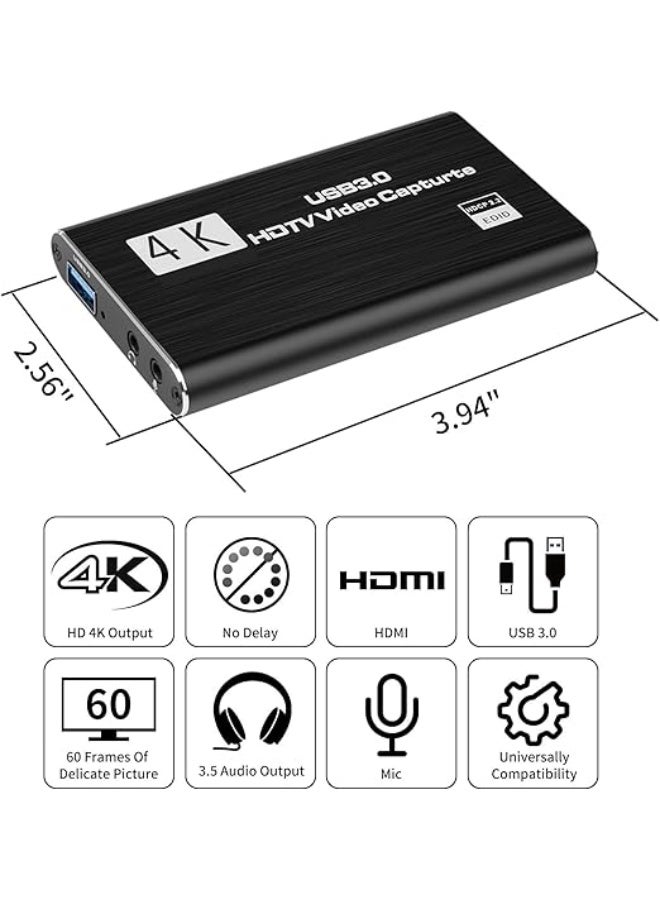 4K HDMI to USB Video Capture Card with Mic Input - 1080P 60FPS Game Recorder & Live Streaming Adapter - Image 5